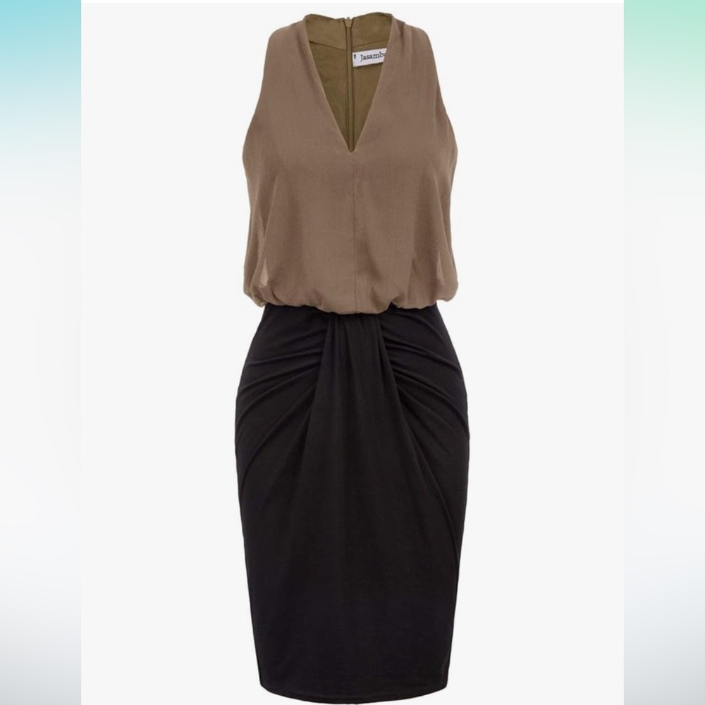 Elegant Tan and Black Pencil dress